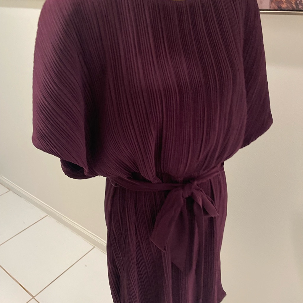 Dkny Plum Pleated Midi Dress With Self-Tie Waist Nwt